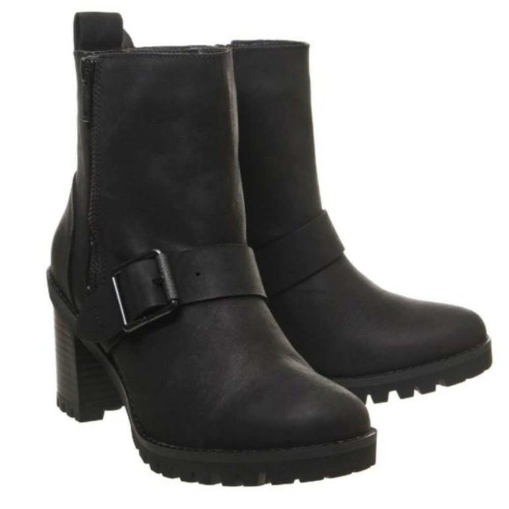 NEW UGG Waterproof Fern Nubuck Leather Block Heel Boots Size 8